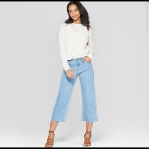 Universal Thread Wide Leg Crop Raw Hem Jeans